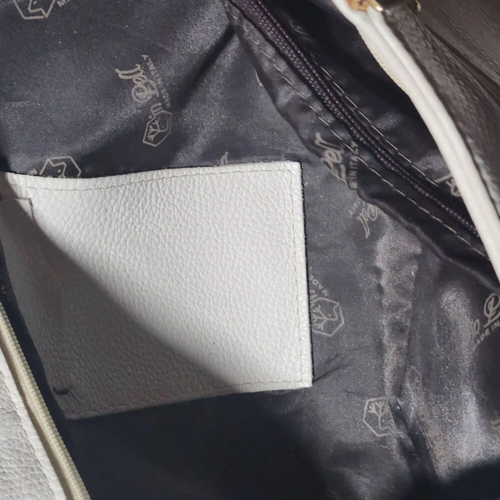 Valentina Italy Leather Handbag White Brown Medium - Picture 11 of 16